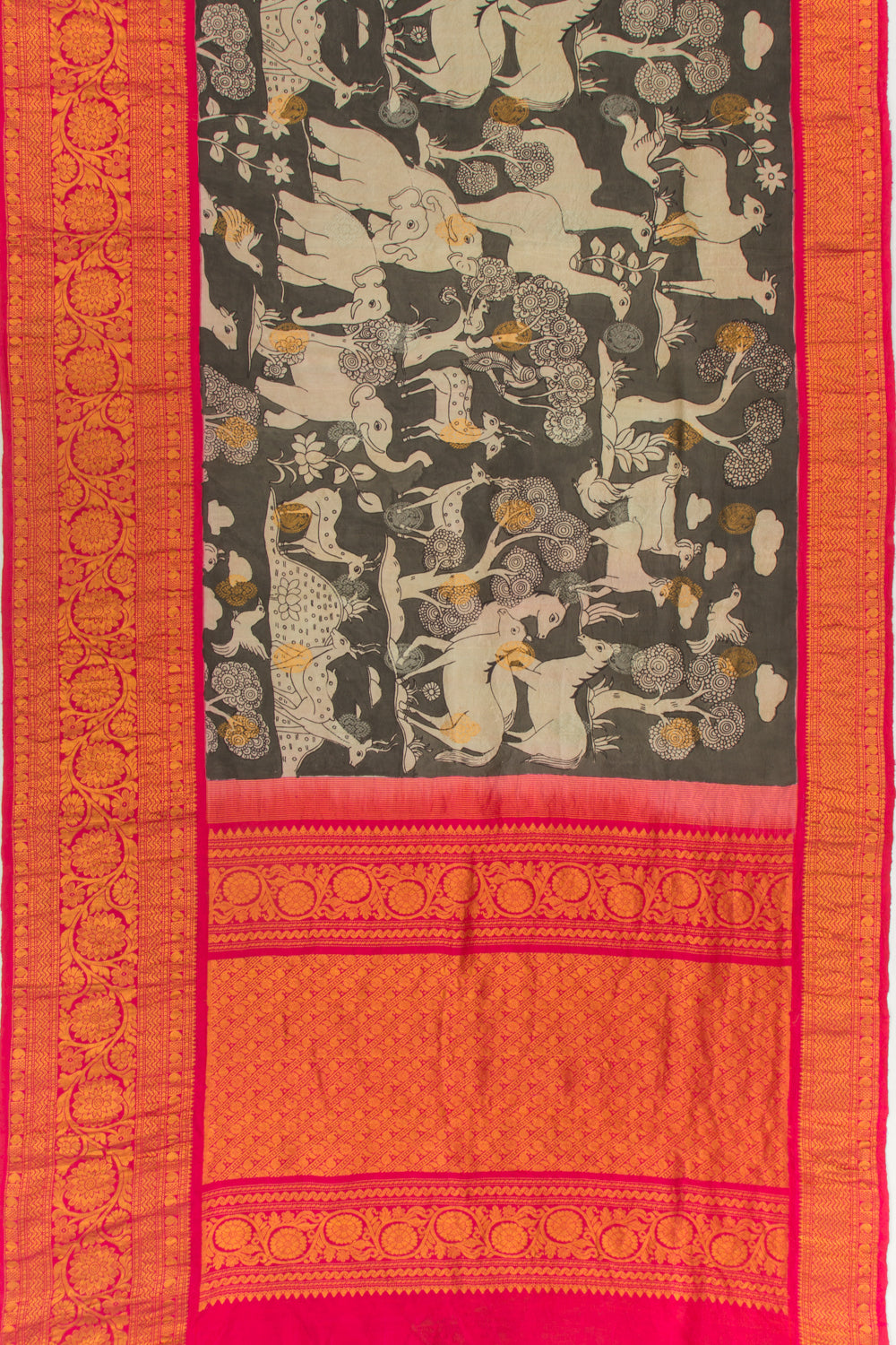 Kanchipuram Silk Kalamkari Black Saree