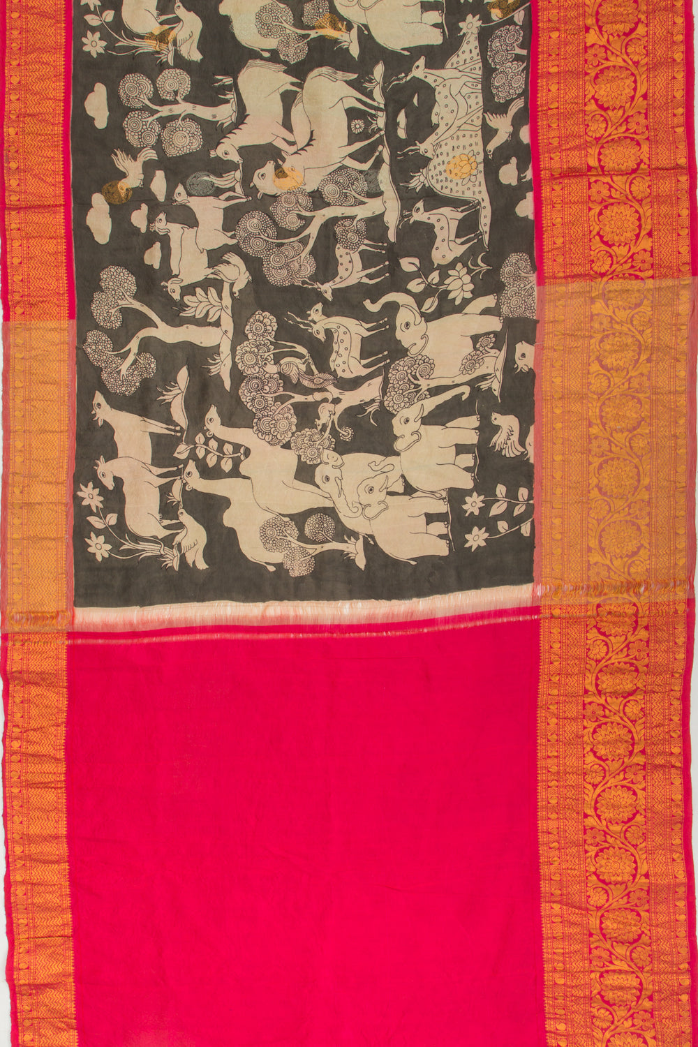 Kanchipuram Silk Kalamkari Black Saree