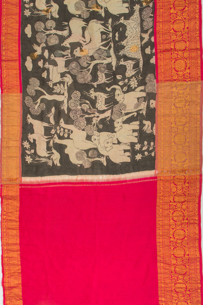 Kanchipuram Silk Kalamkari Black Saree