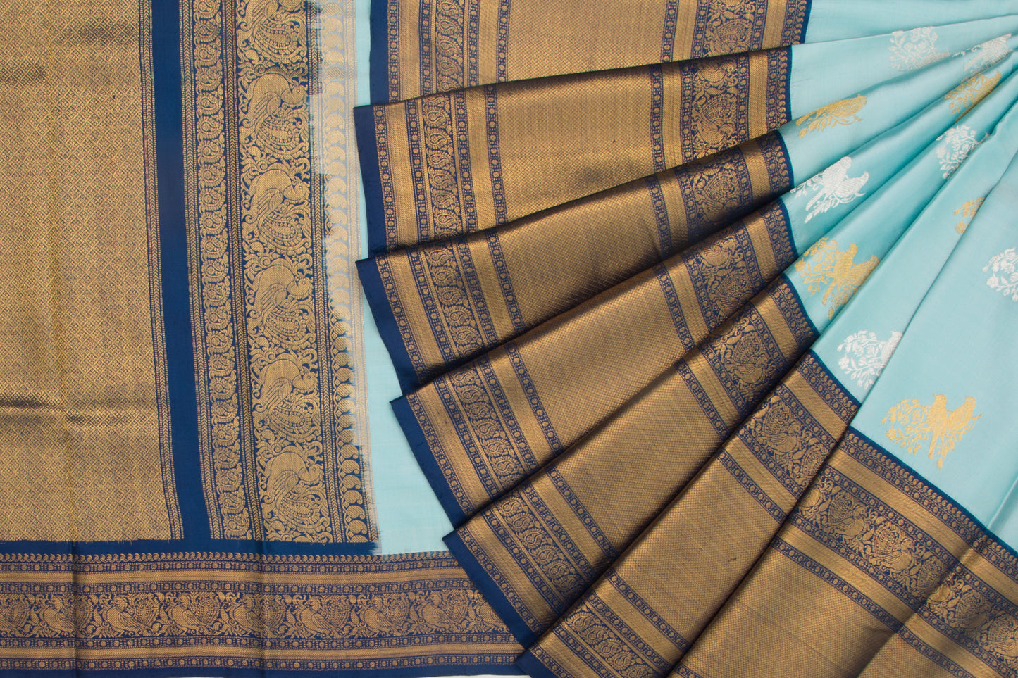 Kanchipuram Silk Twill Butta Pastel Blue Saree