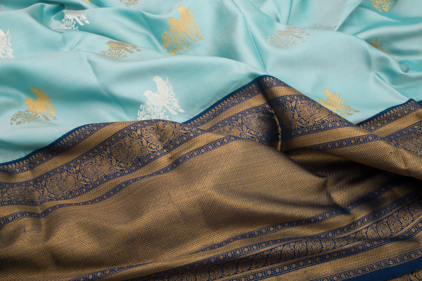 Kanchipuram Silk Twill Butta Pastel Blue Saree