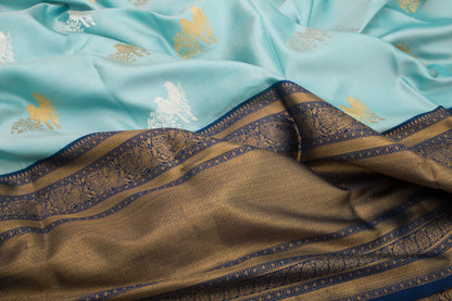 Kanchipuram Silk Twill Butta Pastel Blue Saree