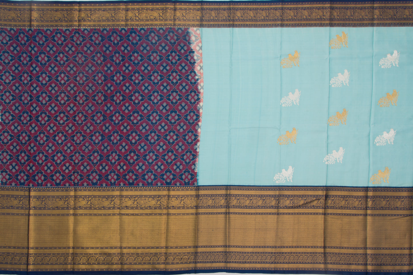 Kanchipuram Silk Twill Butta Pastel Blue Saree