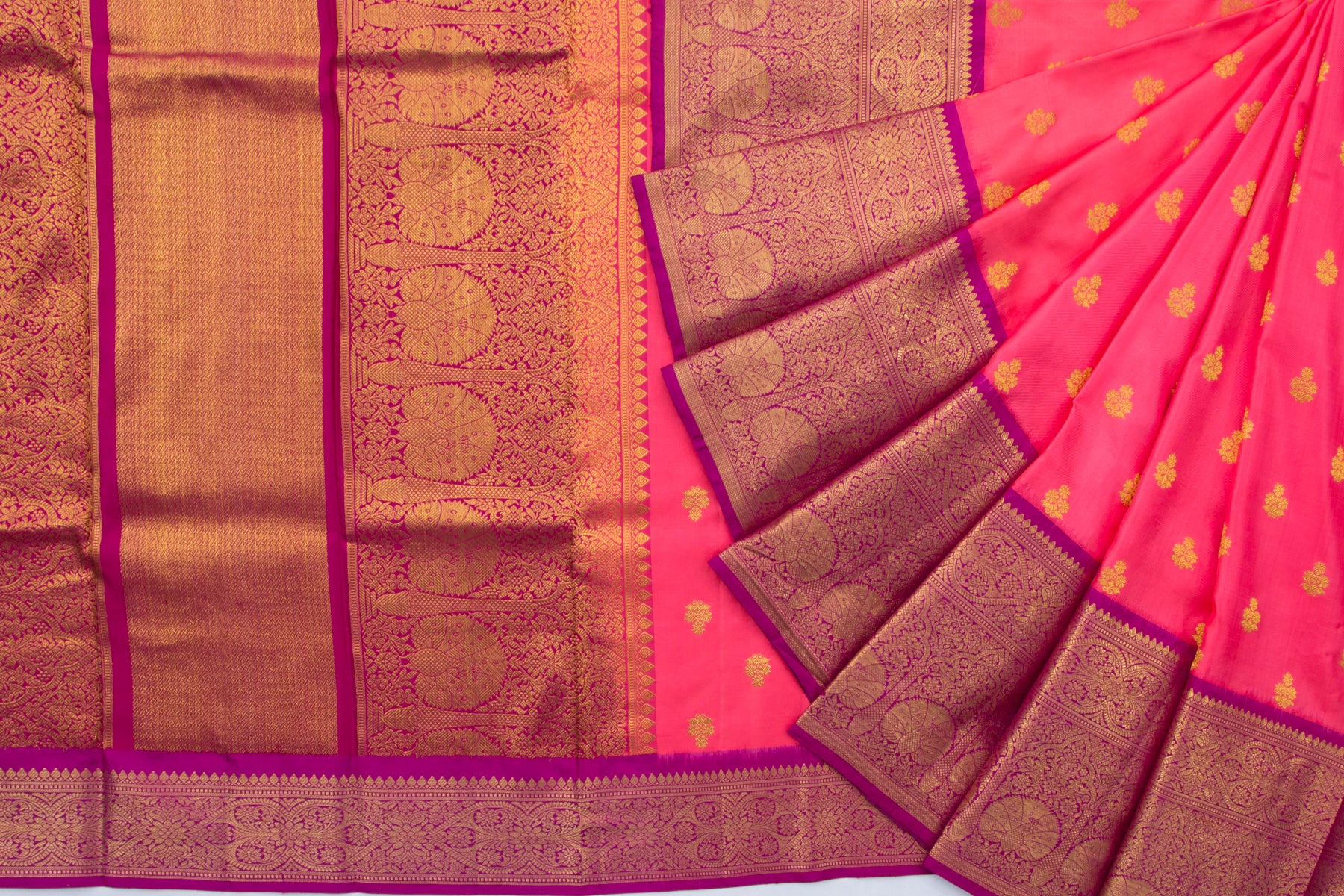 Kanchipuram Silk Butta Twill Pink Saree