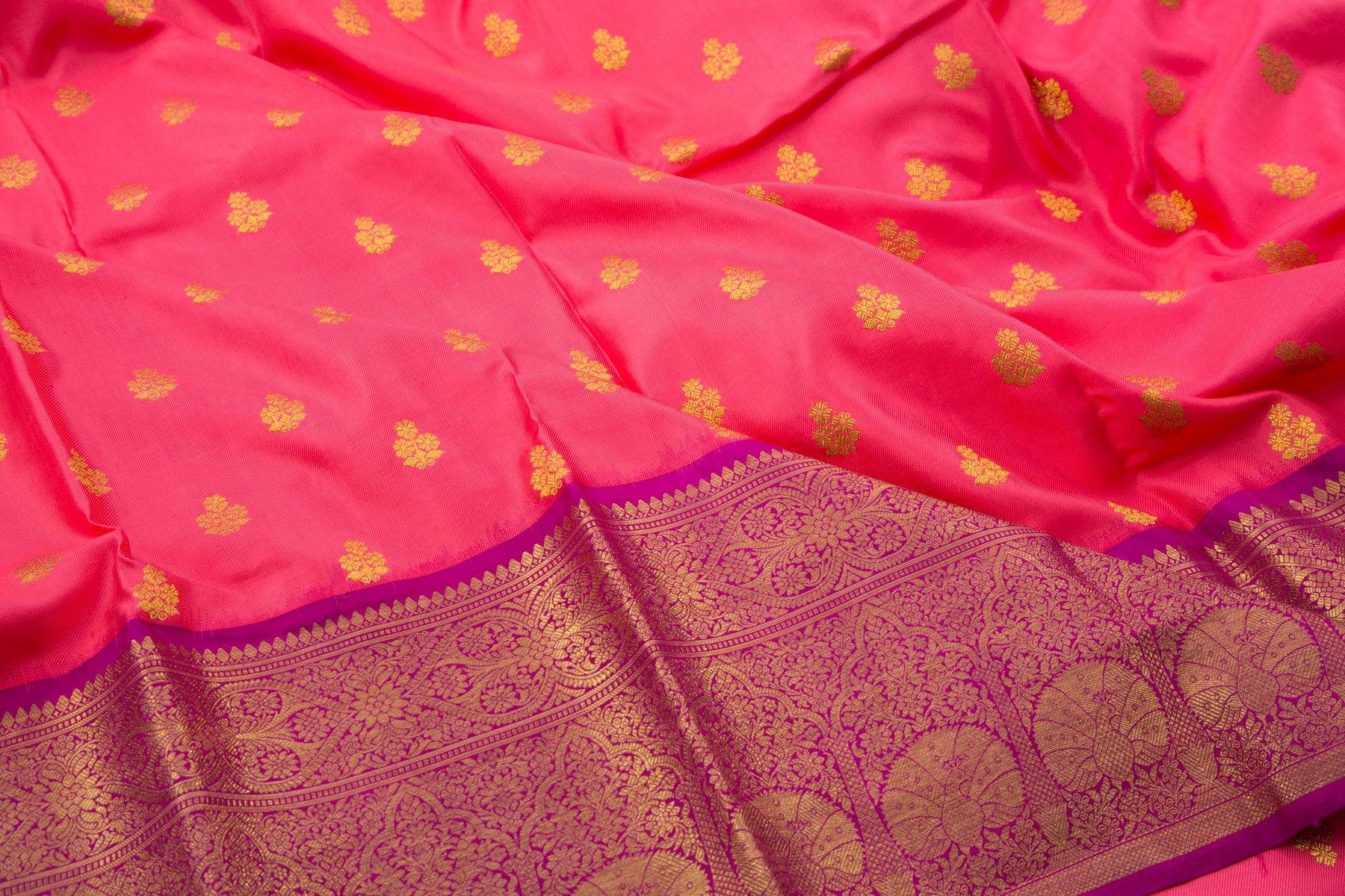 Kanchipuram Silk Butta Twill Pink Saree