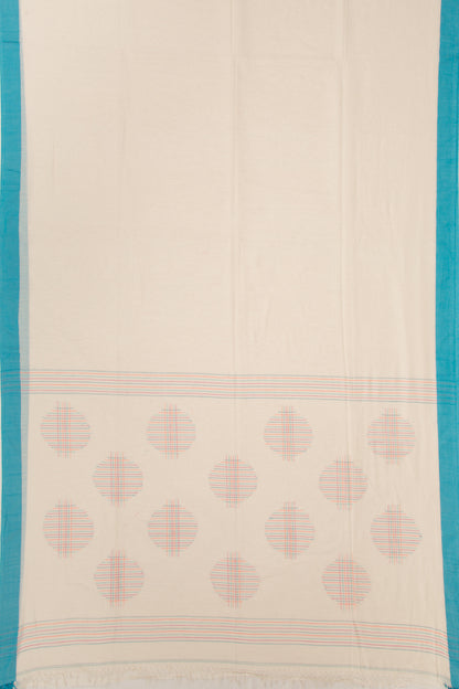 Chanderi Cotton Plain Cream Saree