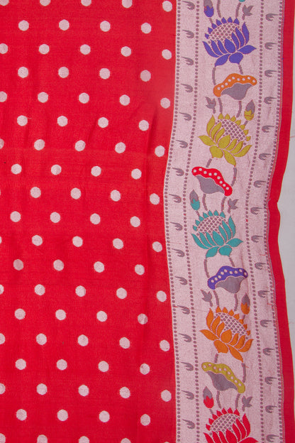 Banarasi Tussar Georgette Butta Red Saree