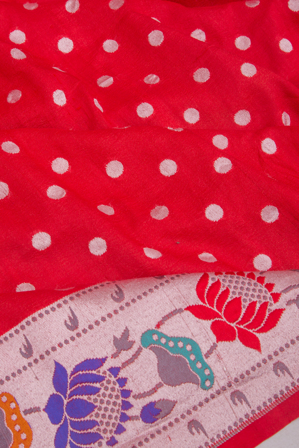 Banarasi Tussar Georgette Butta Red Saree