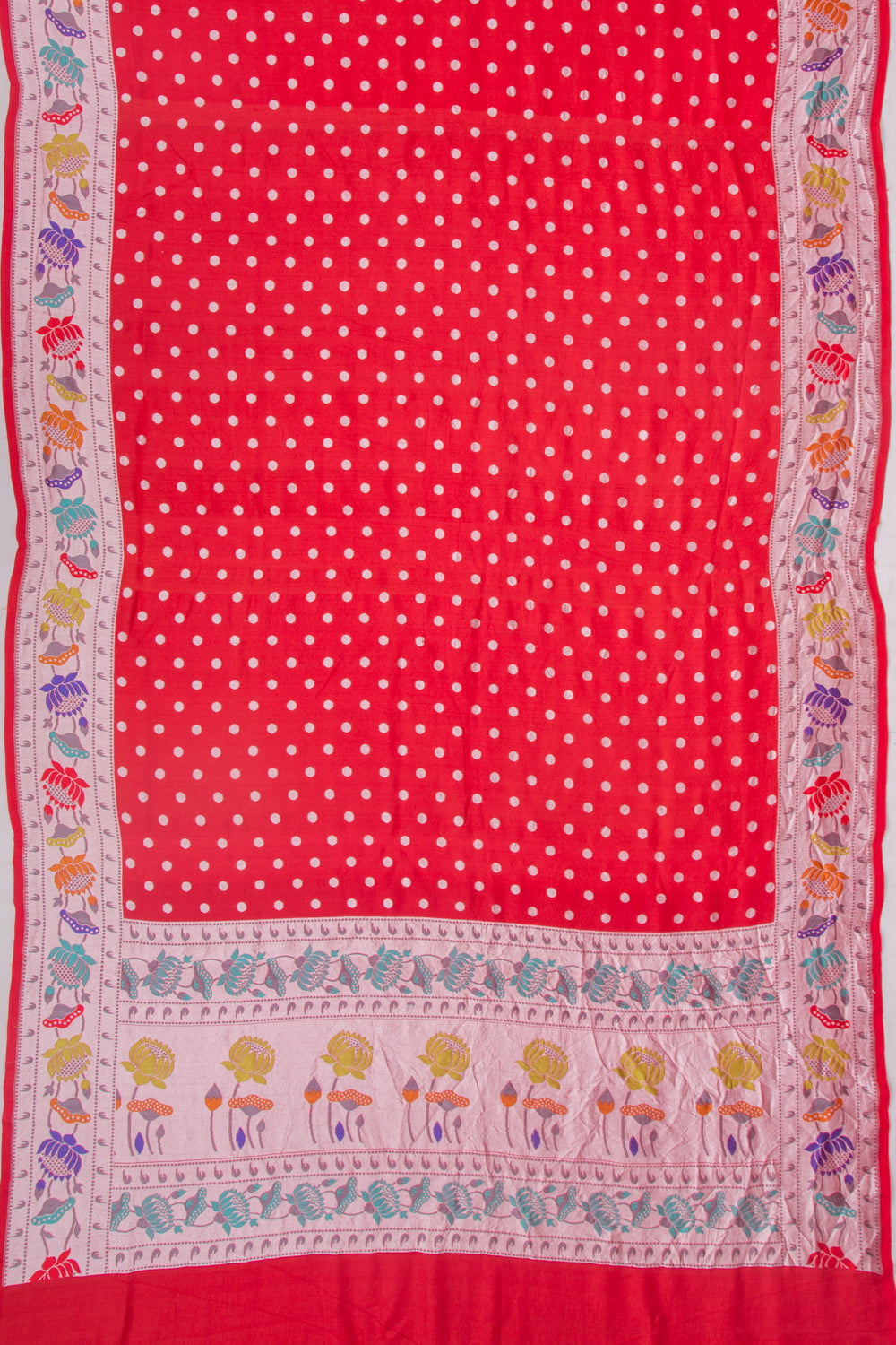 Banarasi Tussar Georgette Butta Red Saree