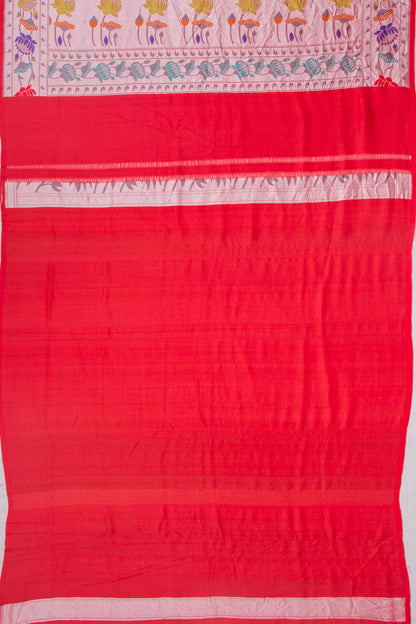 Banarasi Tussar Georgette Butta Red Saree