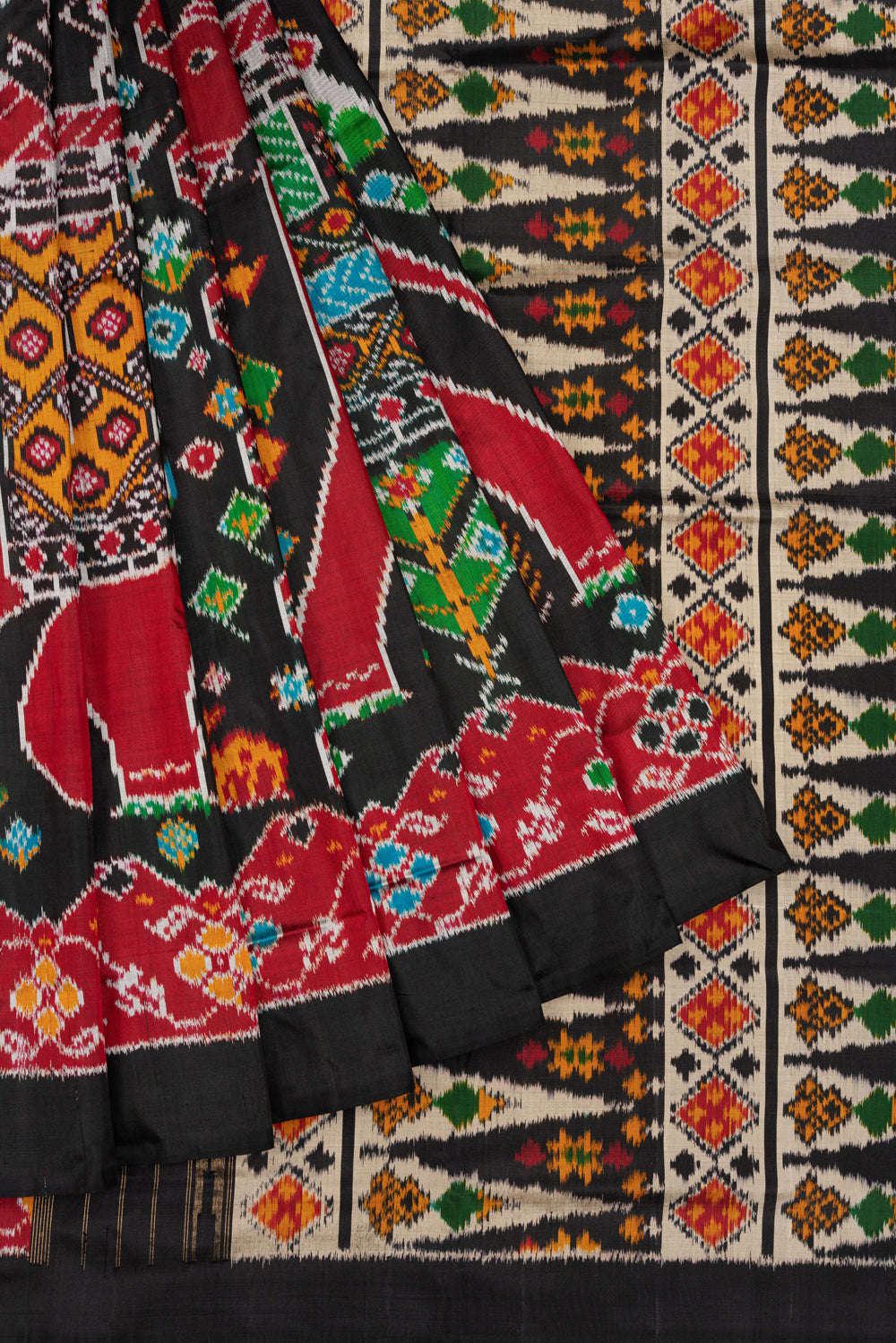 Pochampally Silk Ikat Patan Inspired Shrikar Bhat Black Saree