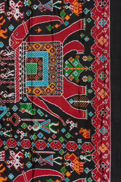 Pochampally Silk Ikat Patan Inspired Shrikar Bhat Black Saree