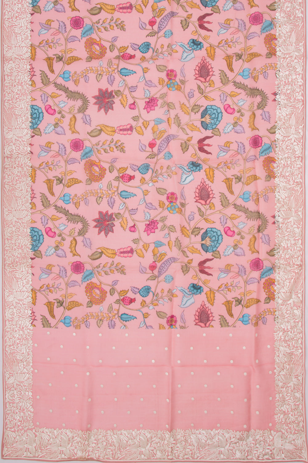 Organza Floral Printed Pink Saree
