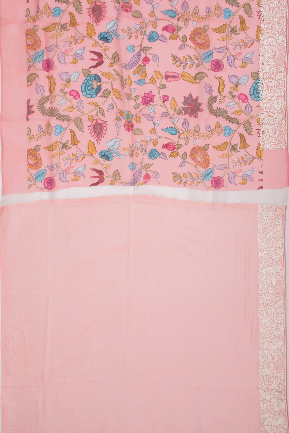 Organza Floral Printed Pink Saree