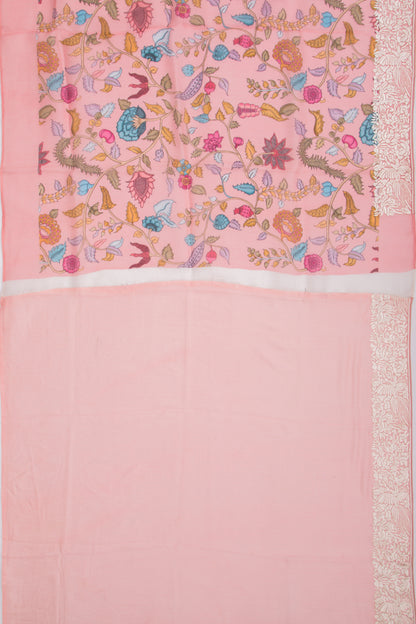 Organza Floral Printed Pink Saree