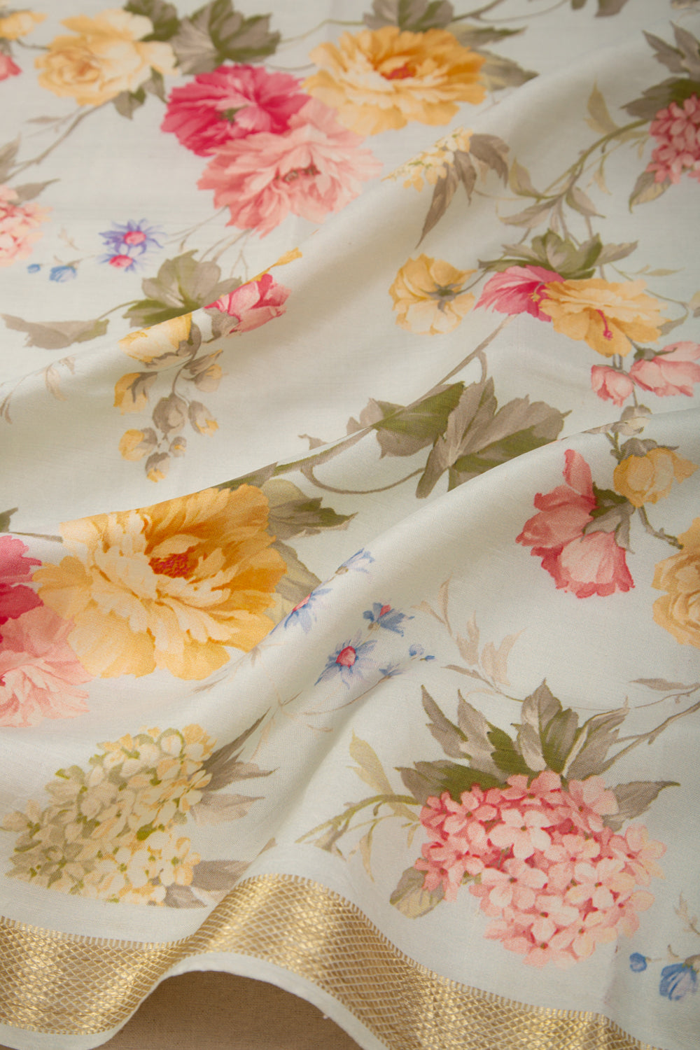 Kanchipuram Silk Floral Printed Pastel Blue Dupatta
