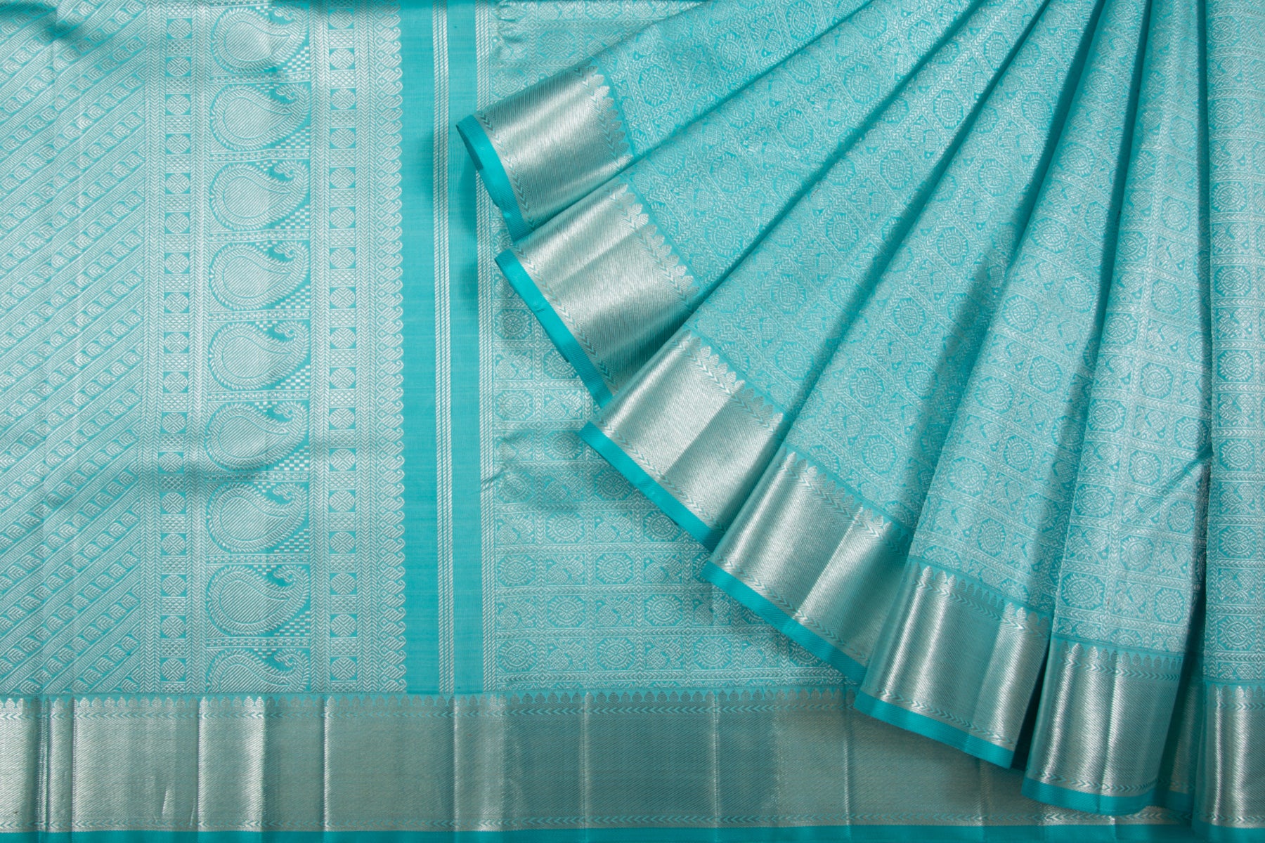 Kanchipuram Silk Brocade Sky Blue Saree