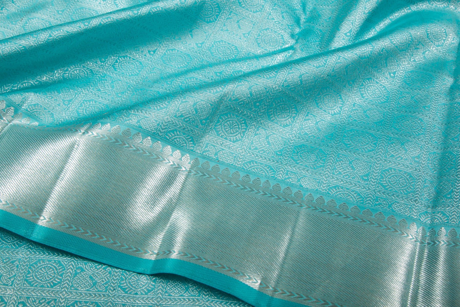 Kanchipuram Silk Brocade Sky Blue Saree