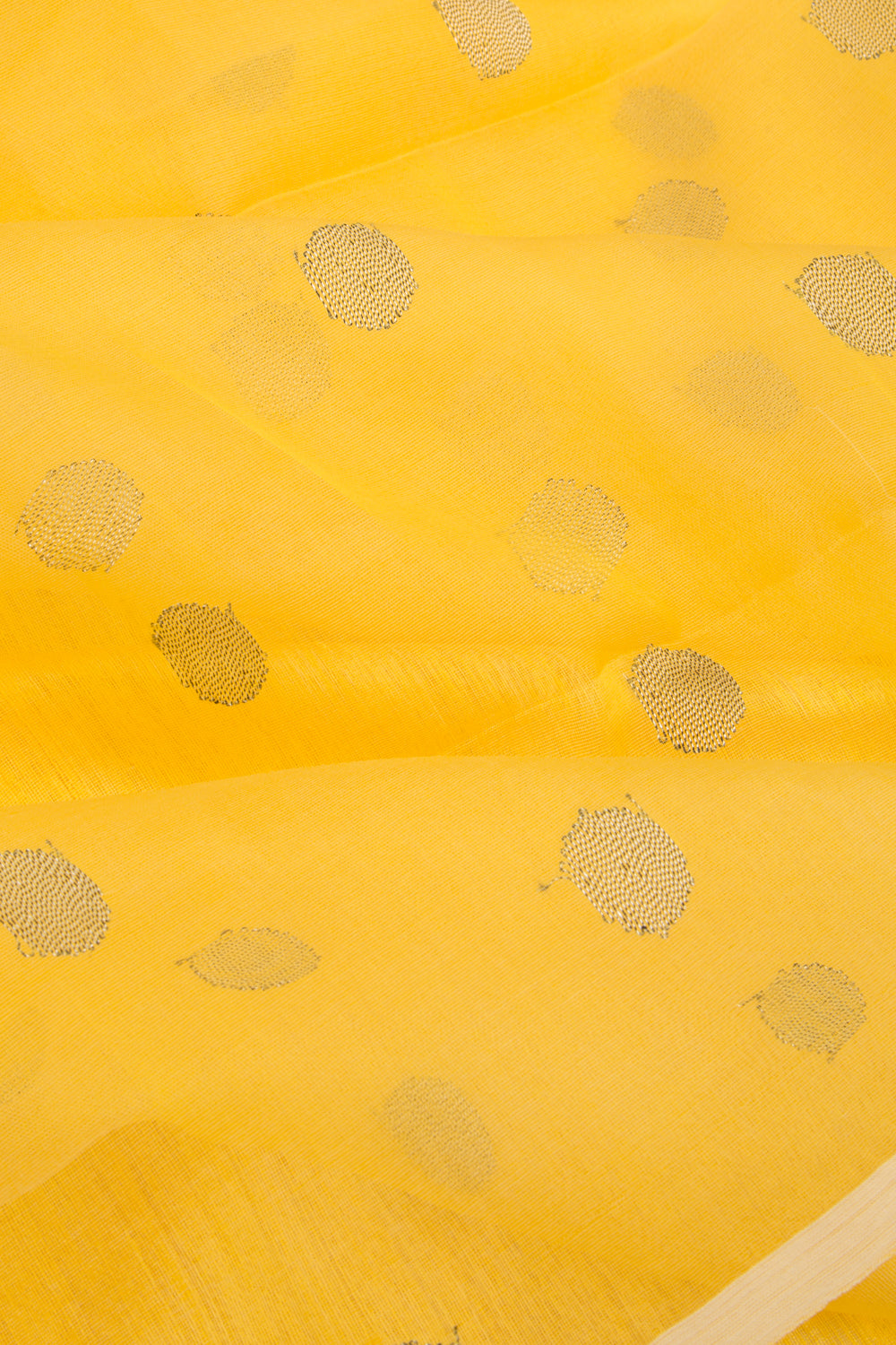 Bailou Matka Silk Polka Dot Butta Lemon Yellow Saree