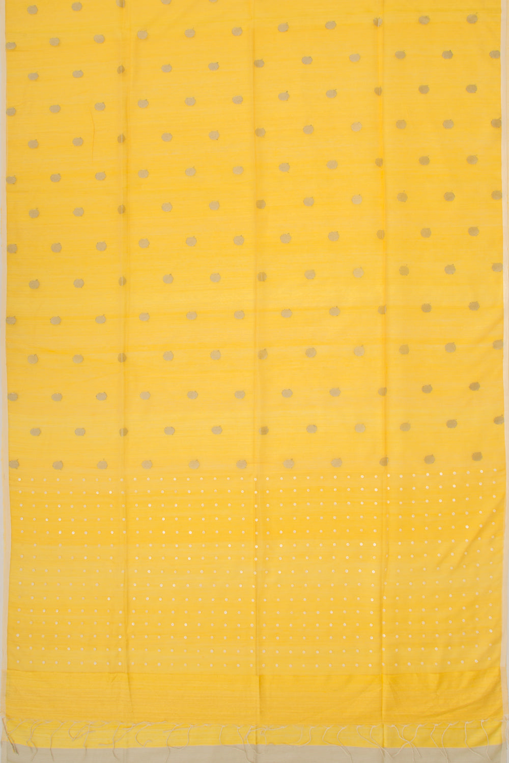 Bailou Matka Silk Polka Dot Butta Lemon Yellow Saree