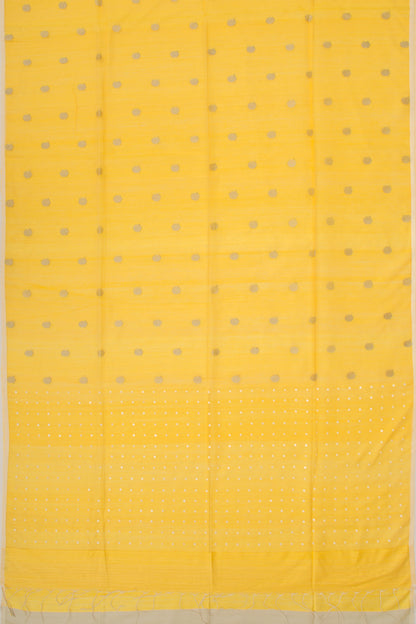 Bailou Matka Silk Polka Dot Butta Lemon Yellow Saree