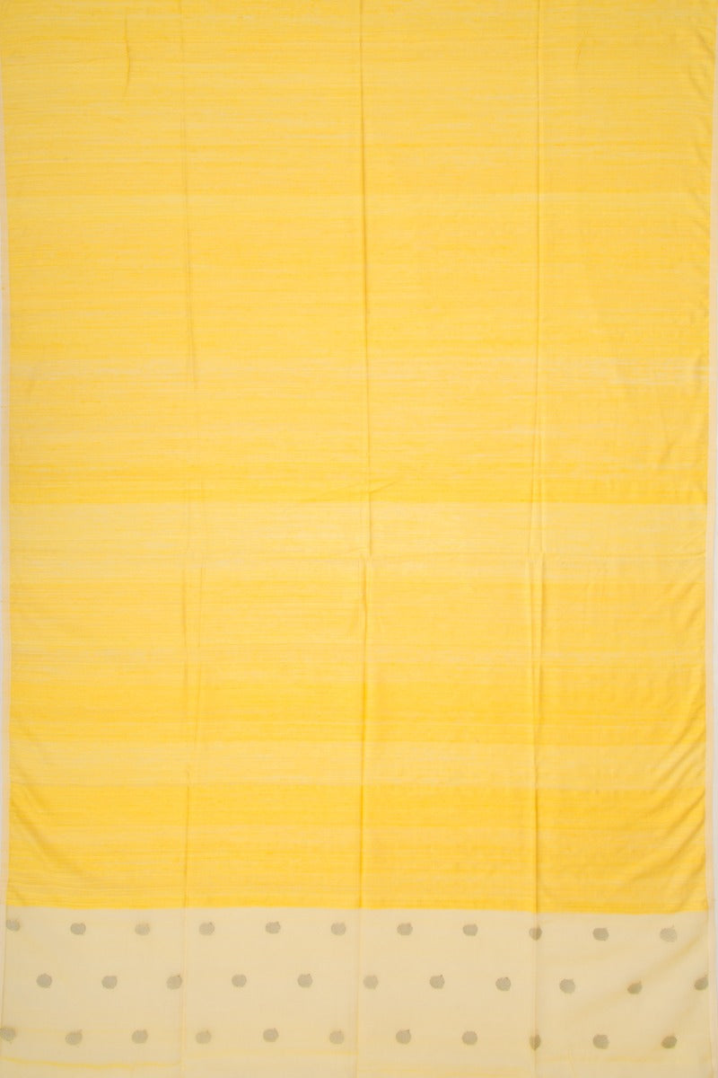 Bailou Matka Silk Polka Dot Butta Lemon Yellow Saree