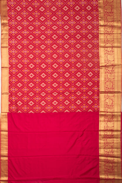 Kanchipuram Silk Ikat And Bandhani Pink And Black Saree