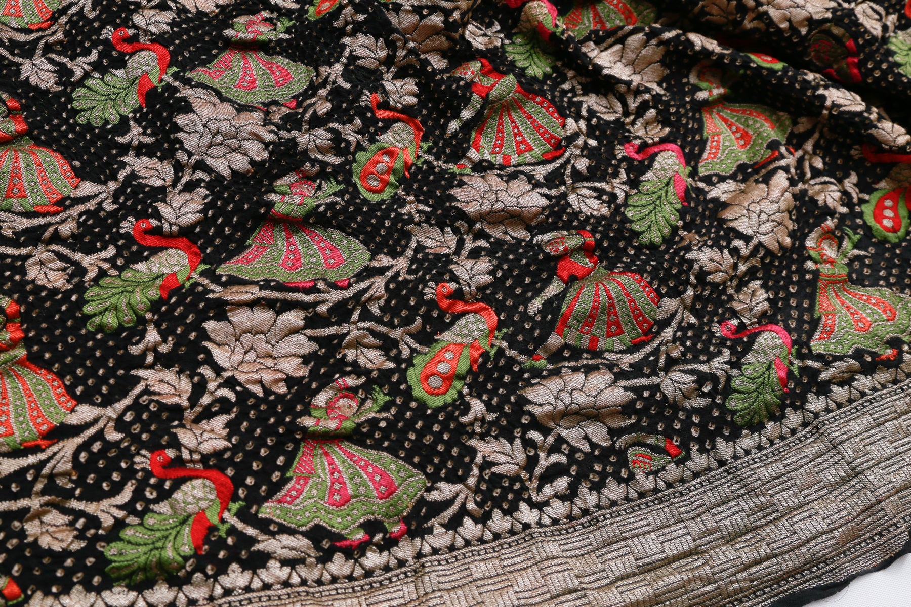 Banarasi Georgette Bandhani And Jaal Black Saree