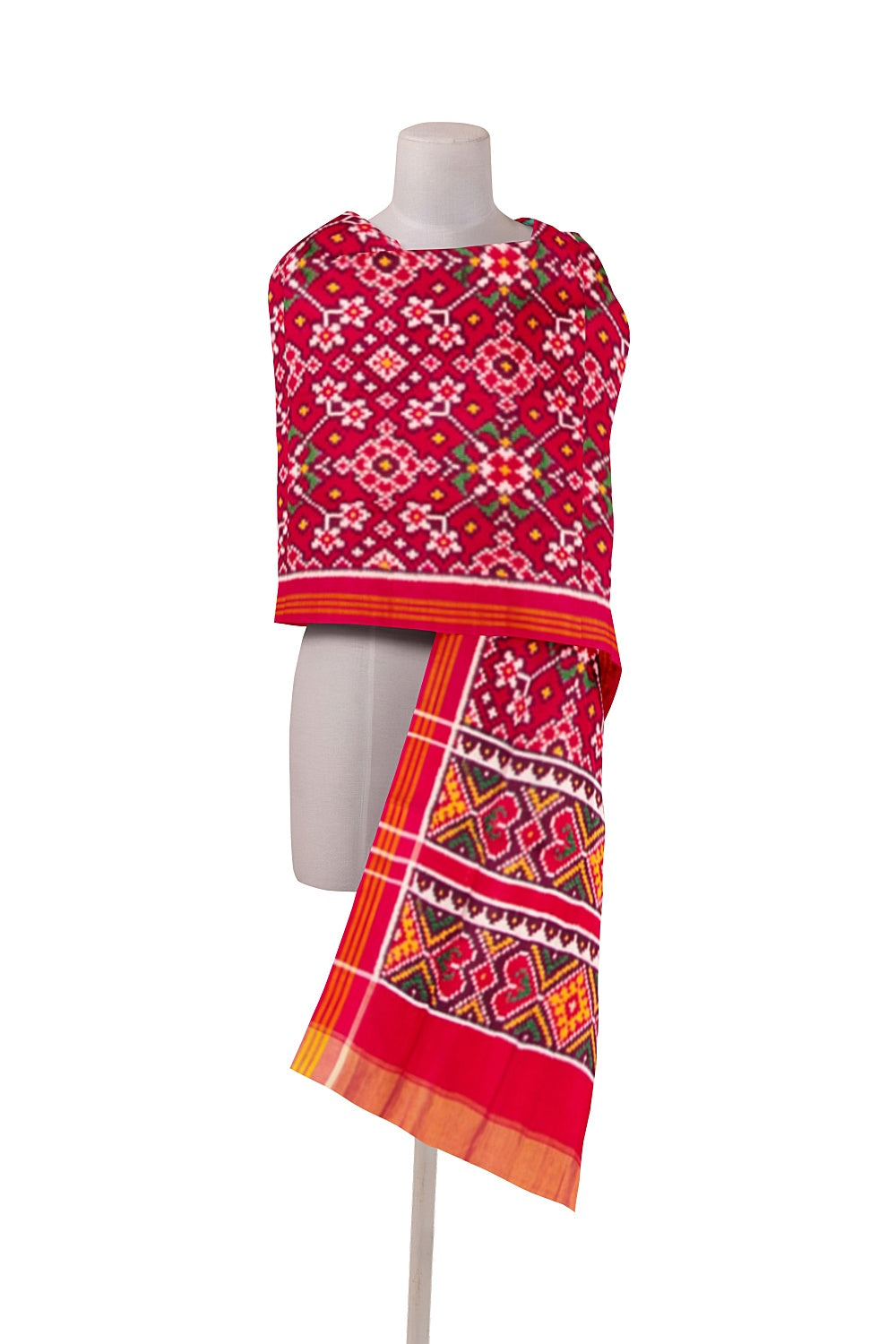 Patan Patola Silk Double Ikat Navratna Red Dupatta