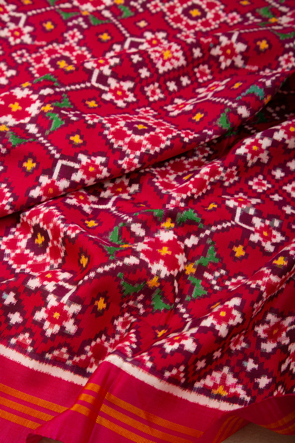 Patan Patola Silk Double Ikat Navratna Red Dupatta