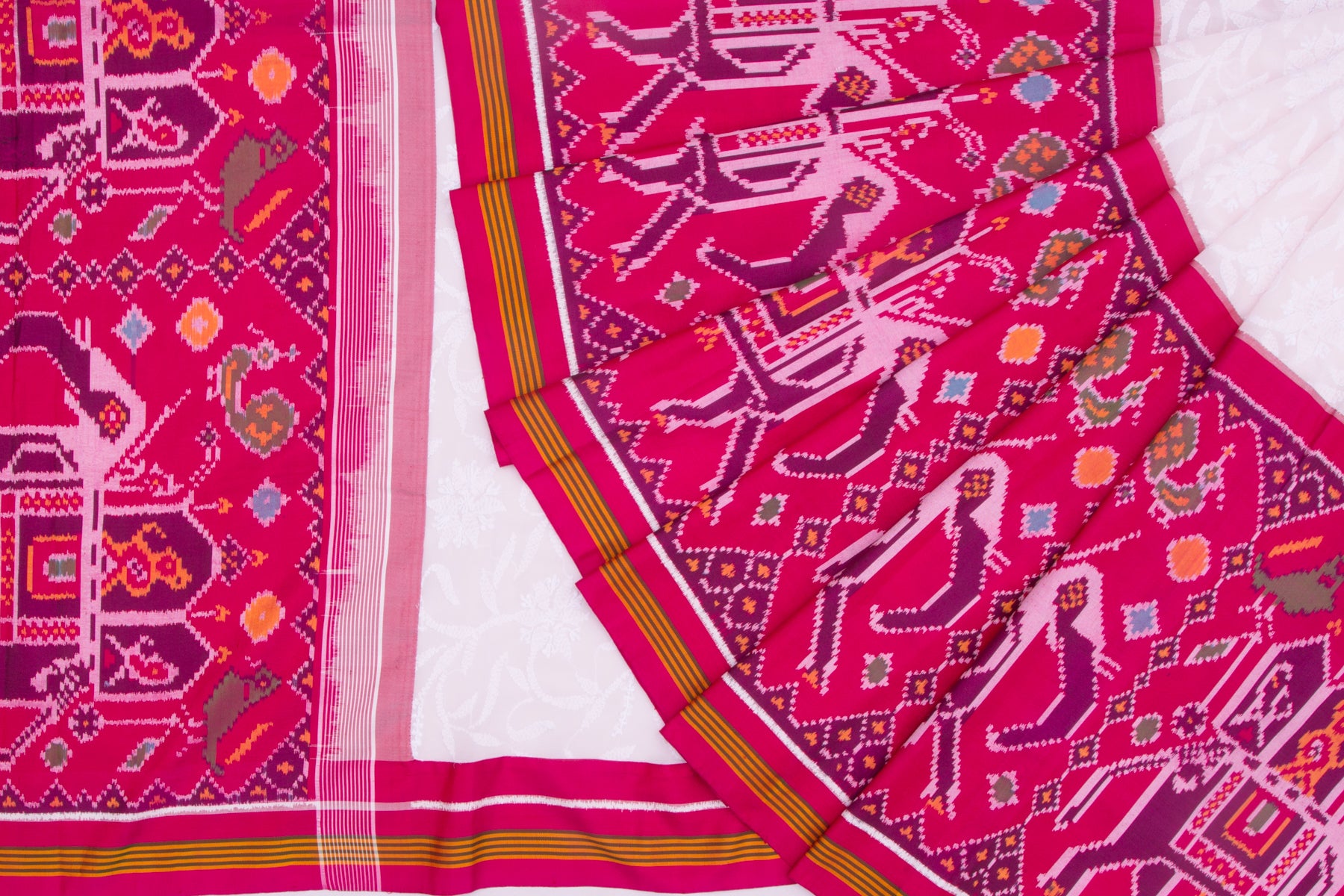 Lucknow Chikankari Georgette Pastel Pink Saree With Ikat Border