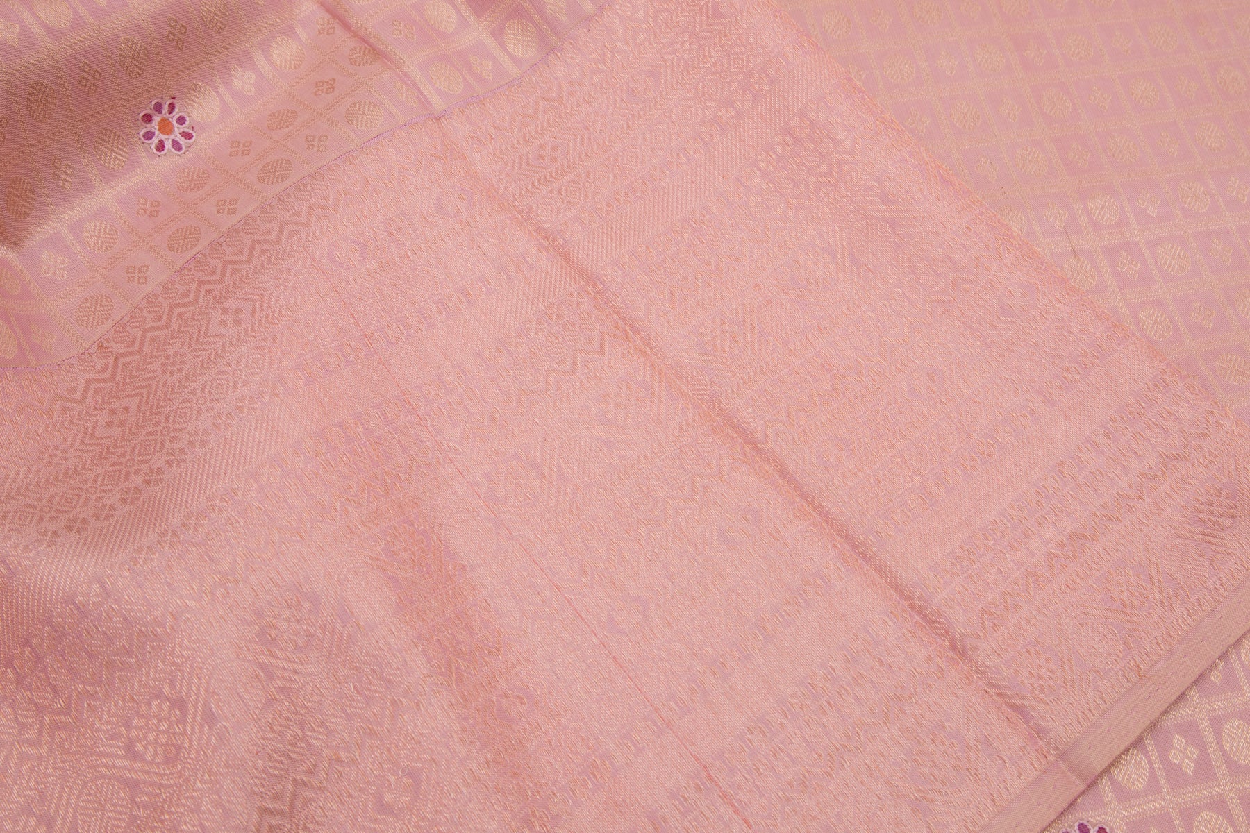 Kanchipuram Silk Checks And Butta Peach Saree