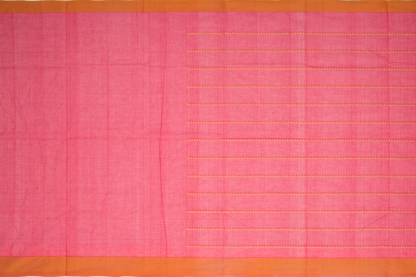 Kanchi Cotton Horizontal Lines Red Saree