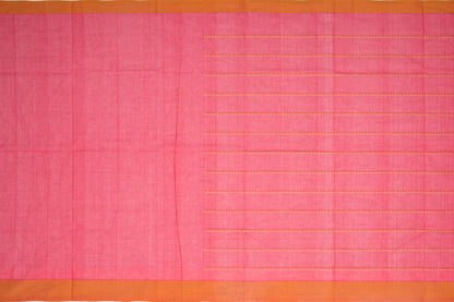 Kanchi Cotton Horizontal Lines Red Saree