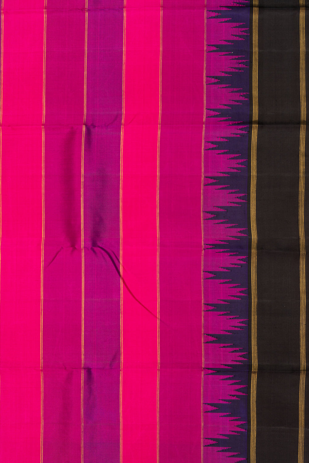 Kanchipuram Silk Horizontal Lines Pink Saree