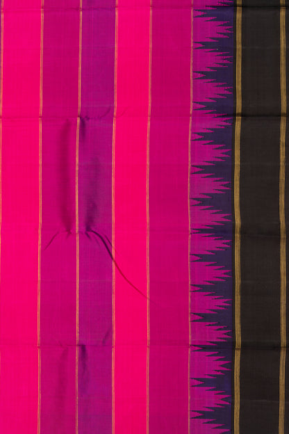 Kanchipuram Silk Horizontal Lines Pink Saree