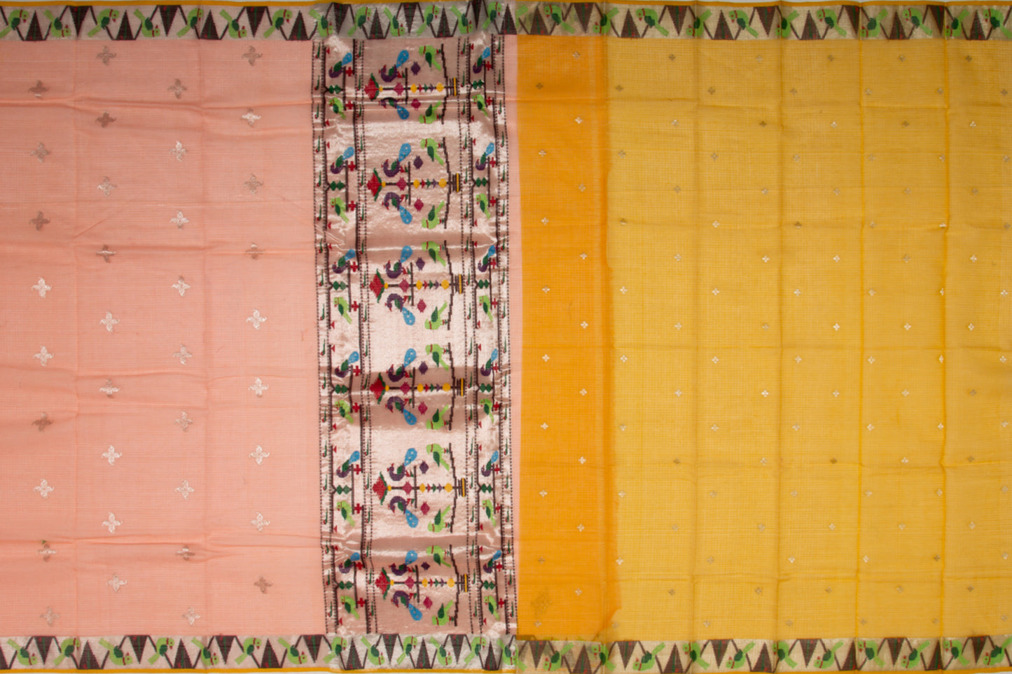 Kota Silk Butta Pastel Orange Saree