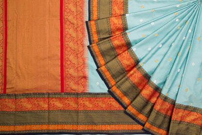 Kanchipuram Silk Twill Butta Sky Blue Saree/5005175_2.jpg