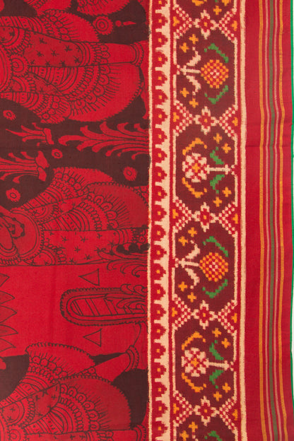 Patan Patola Silk Ikat Kalamkari Black And Red Saree-Not Allowed Online