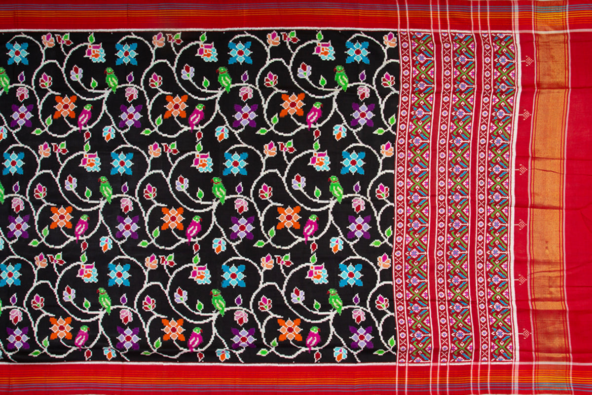 Patan Patola Silk Double Ikat Black Saree