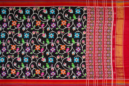Patan Patola Silk Double Ikat Black Saree