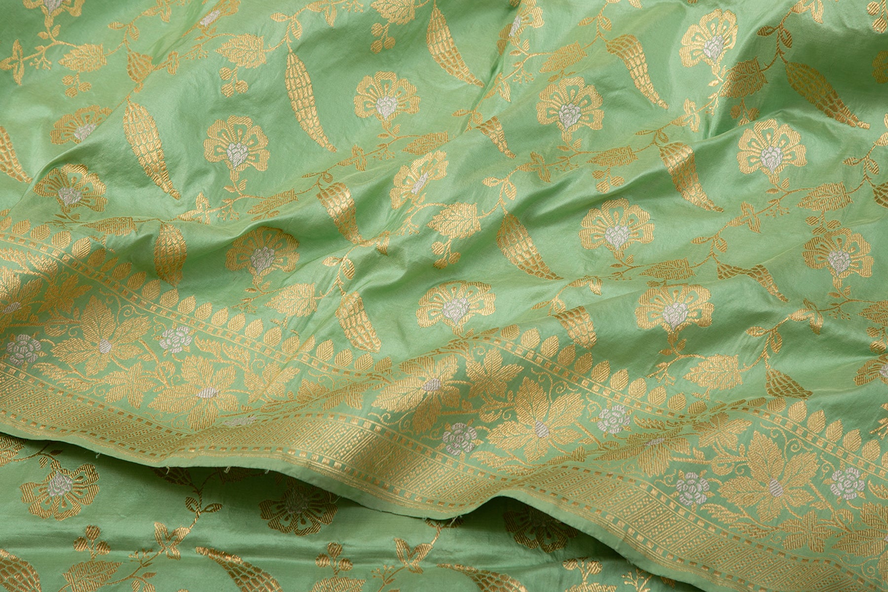 Banarasi Silk Kadwa Jaal Mint Green Saree