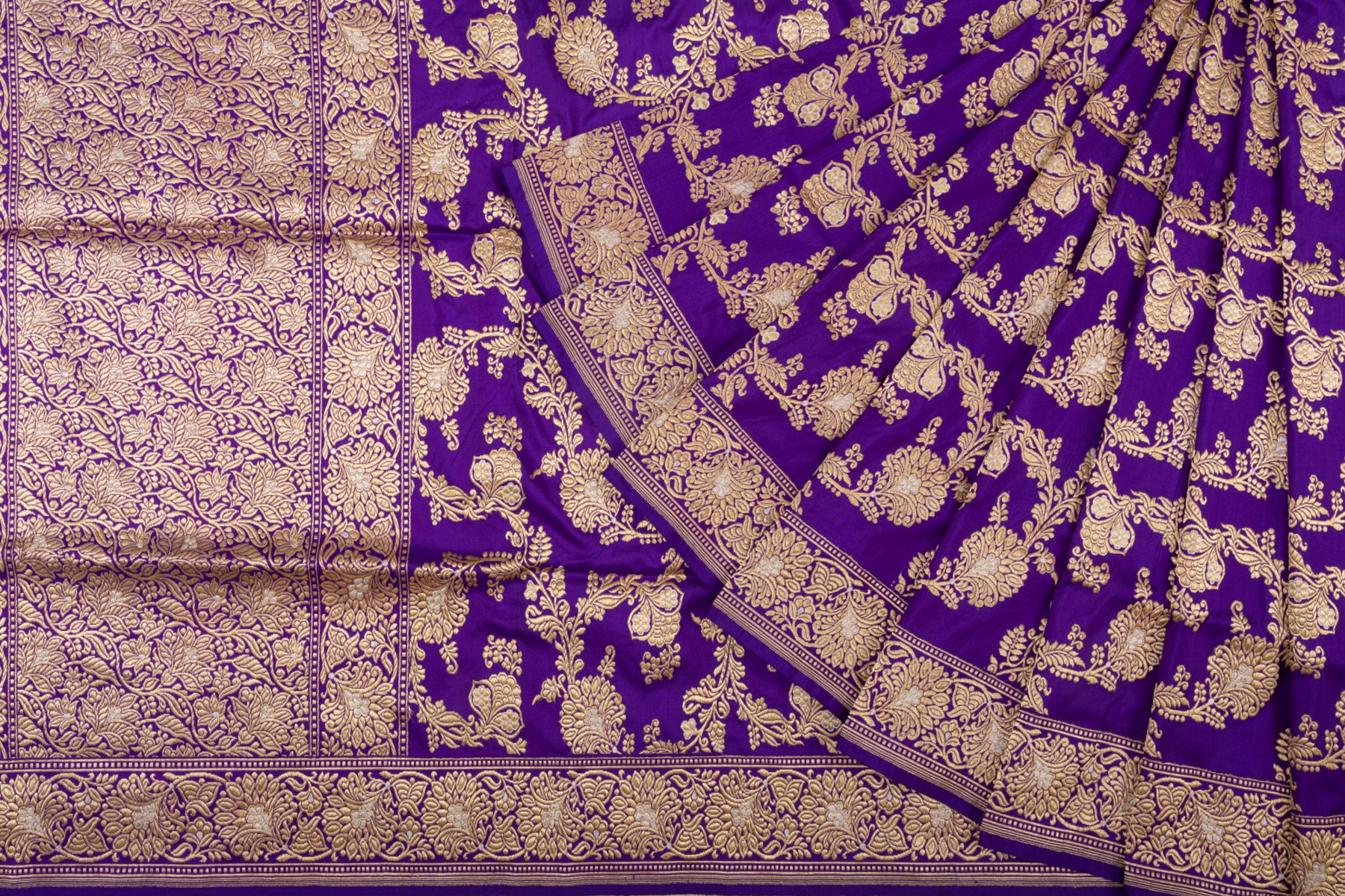Banarasi Silk Kadwa Jaal Violet Saree