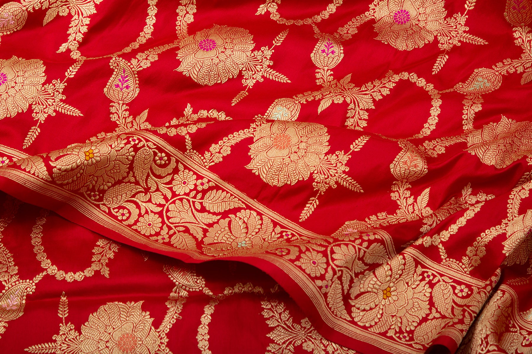 Banarasi Silk Kadwa Jaal Red Saree