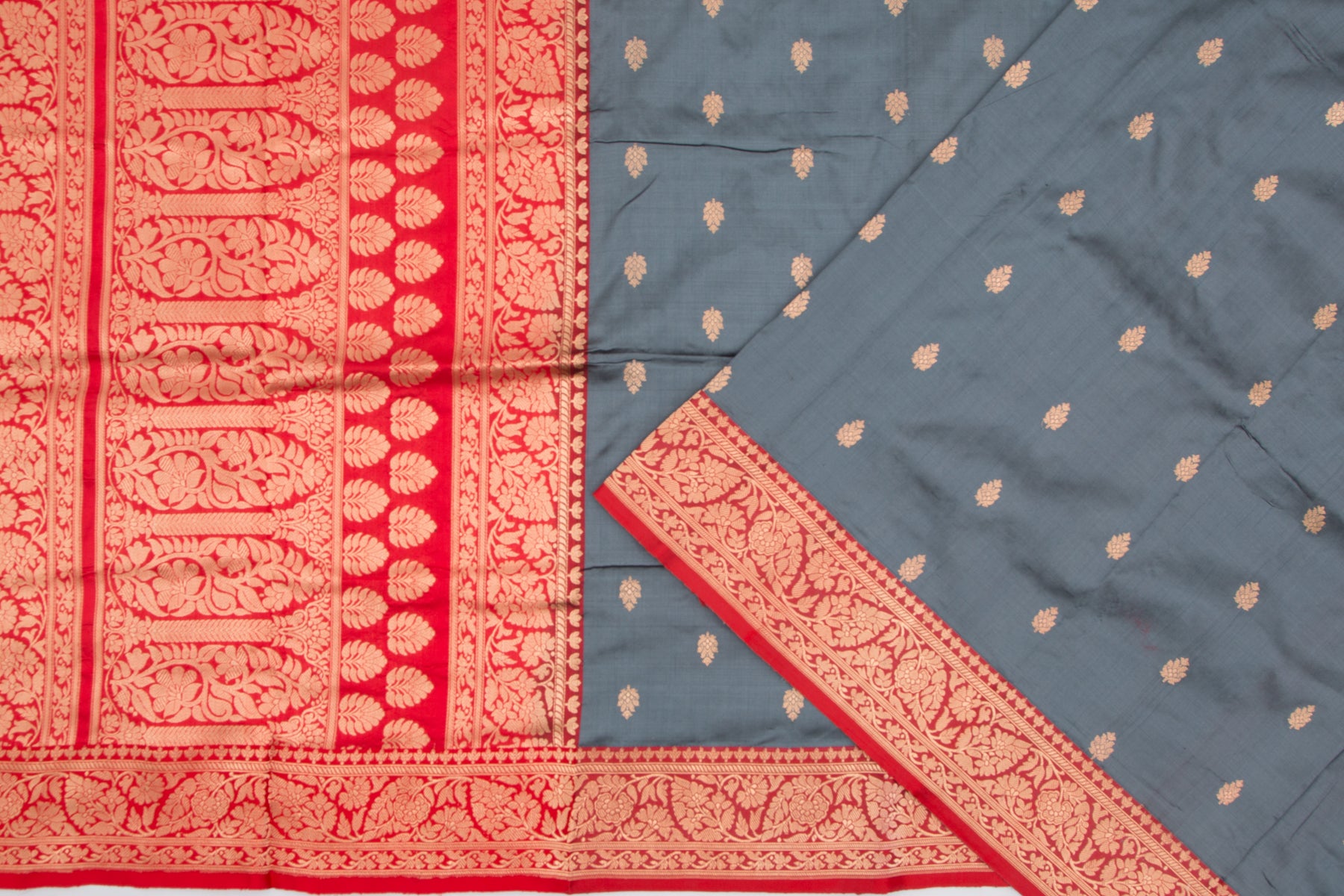 Banarasi Katan Silk Butta Grey Saree