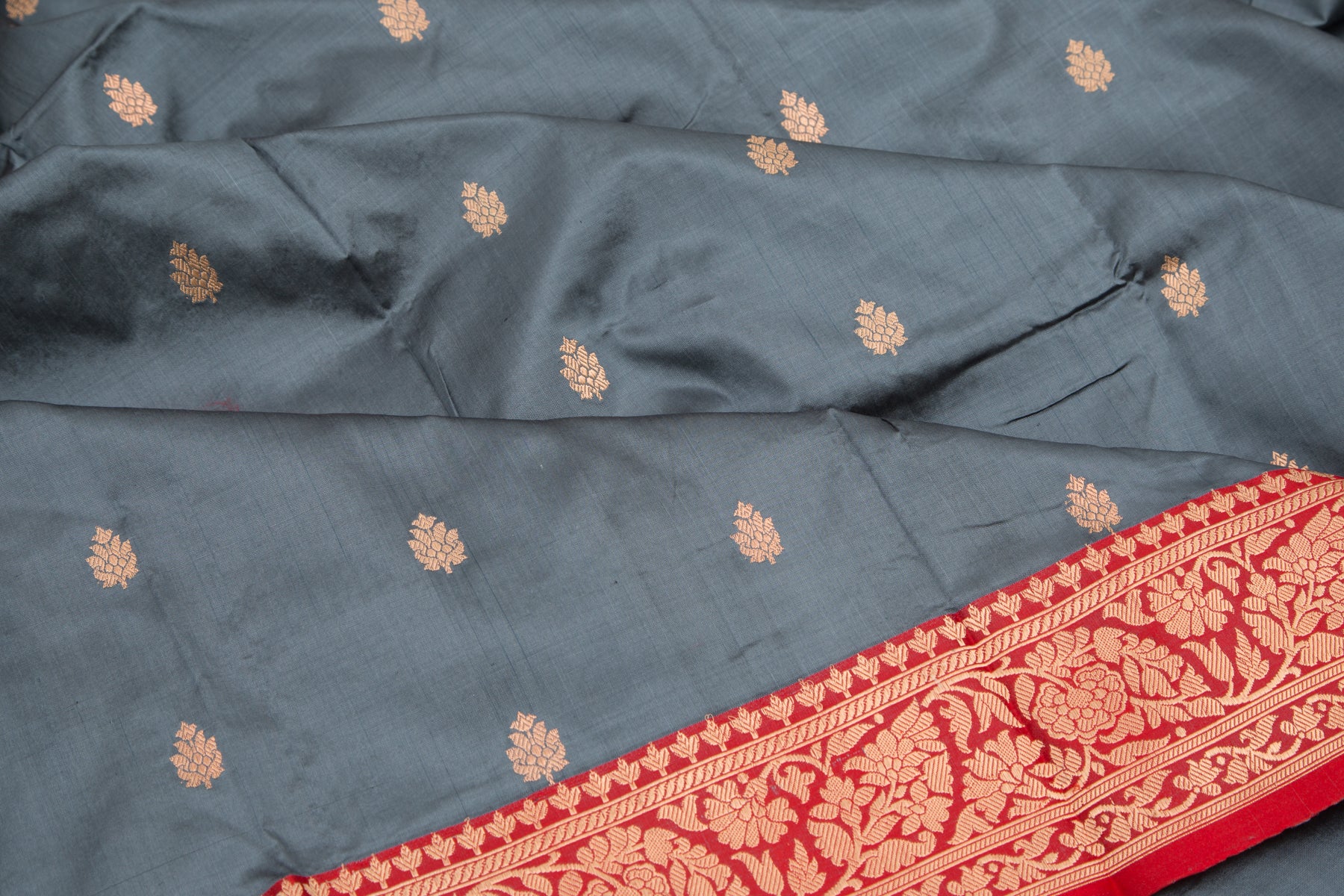 Banarasi Katan Silk Butta Grey Saree