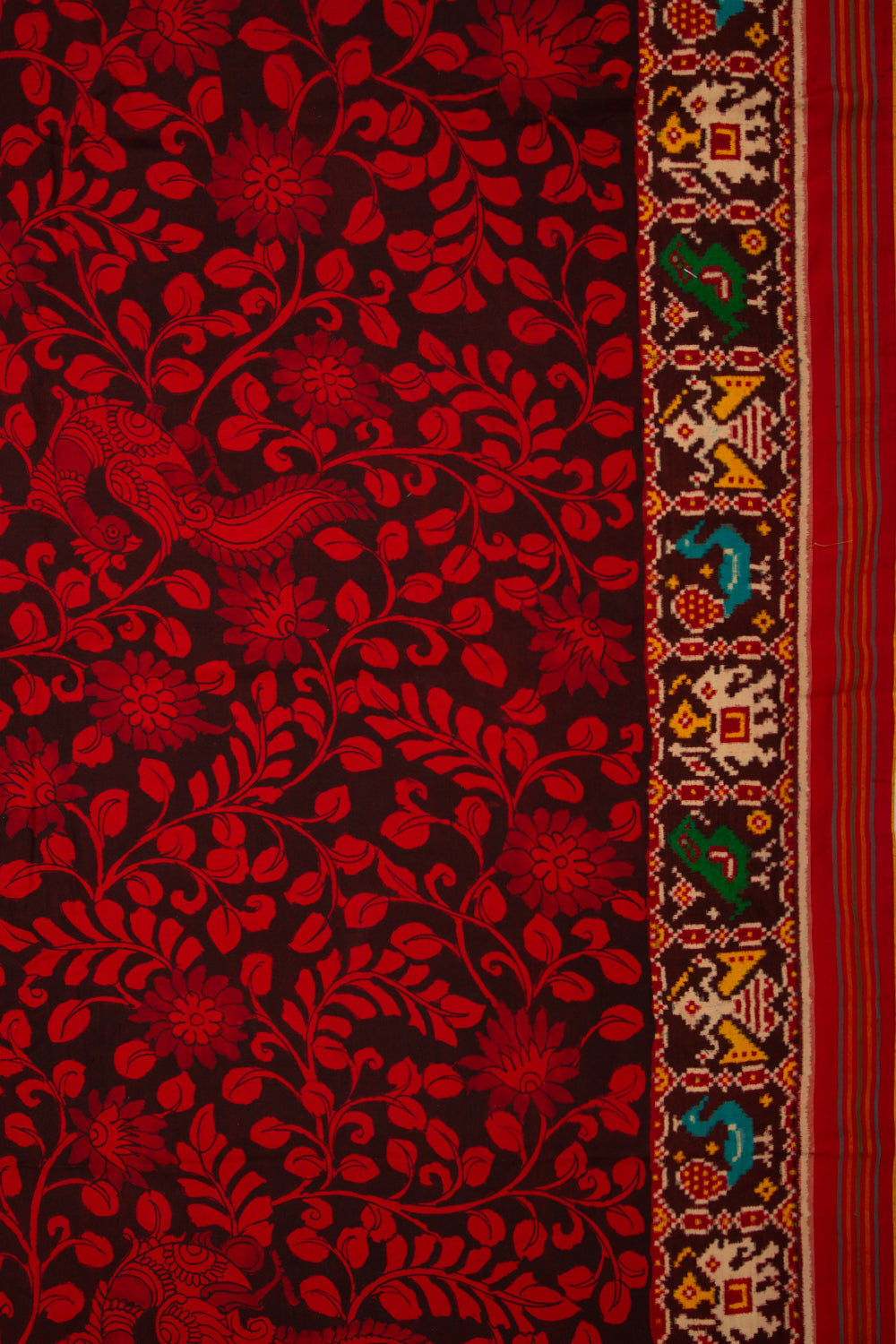 Patan Patola Silk Ikat Kalamkari Black Saree