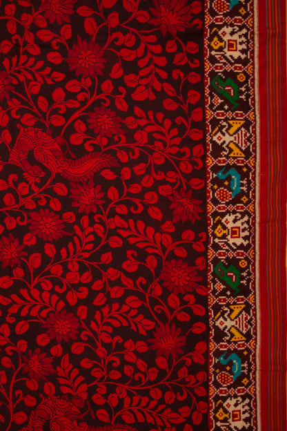 Patan Patola Silk Ikat Kalamkari Black Saree