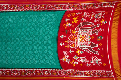 Patan Patola Silk Double Ikat Bandhani Sea Green Saree