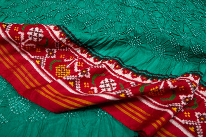 Patan Patola Silk Double Ikat Bandhani Sea Green Saree
